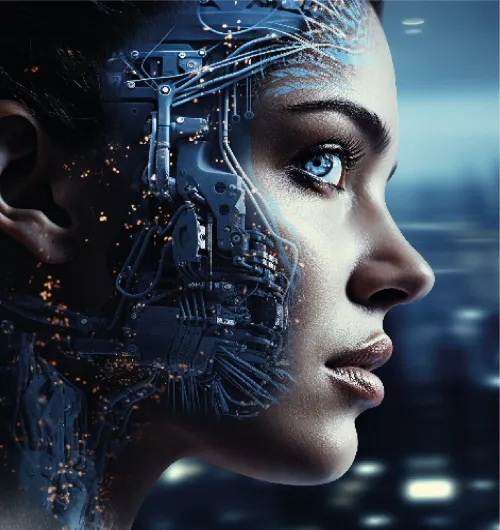 Seitenprofil eines Androiden.