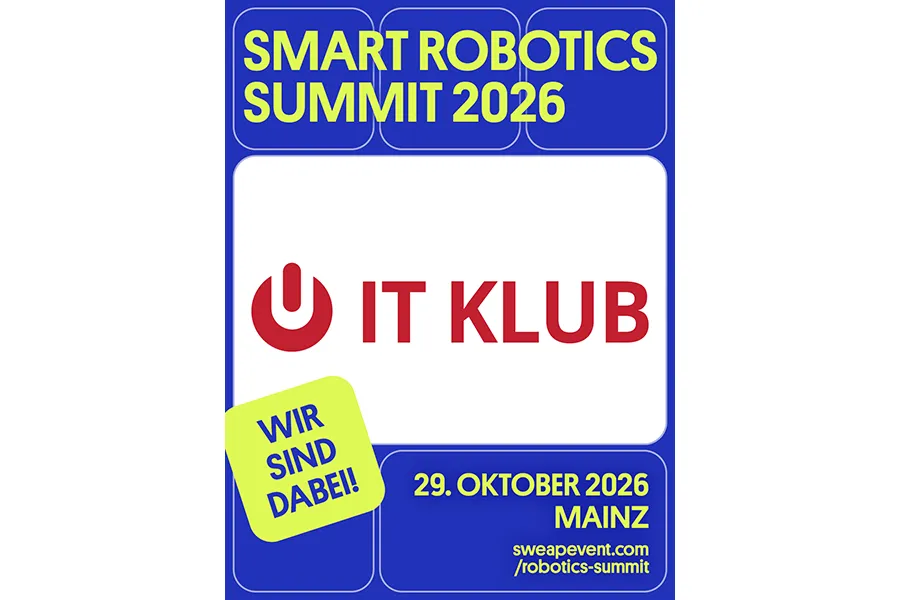 Visual des Smart Robotics Summit 2026 mit Teilnehmerpräsentation des IT Klubs Visual des Smart Robotics Summit 2026 mit Teilnehmerpräsentation des IT Klubs